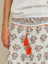 Indlæs billede til gallerivisning M.A.B.E STELLA PRINT MAXI SKIRT ECRU/RUST