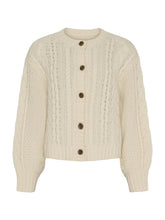 Indlæs billede til gallerivisning ANNE MI, DAHLIA CABLE KNIT CARDIGAN OFFWHITE