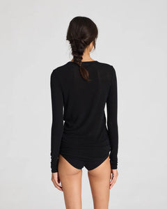 GAI & LISVA, THYRE L/S WOOL TOP BLACK