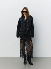 Indlæs billede til gallerivisning SOFIE SCHNOOR, VALETTE DENIM HUSSAR JACKET, WASHED BLACK