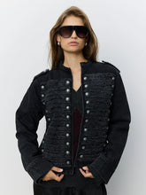 Indlæs billede til gallerivisning SOFIE SCHNOOR, VALETTE DENIM HUSSAR JACKET, WASHED BLACK