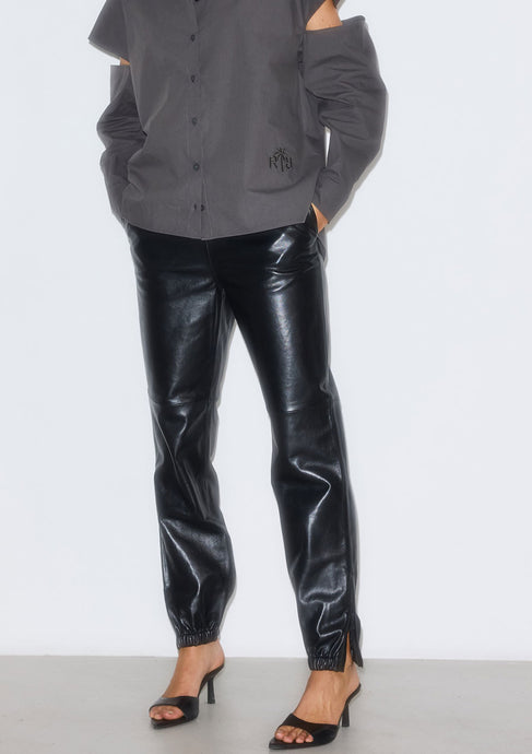 RAIINE, RUBY LEATHER PANTS BLACK